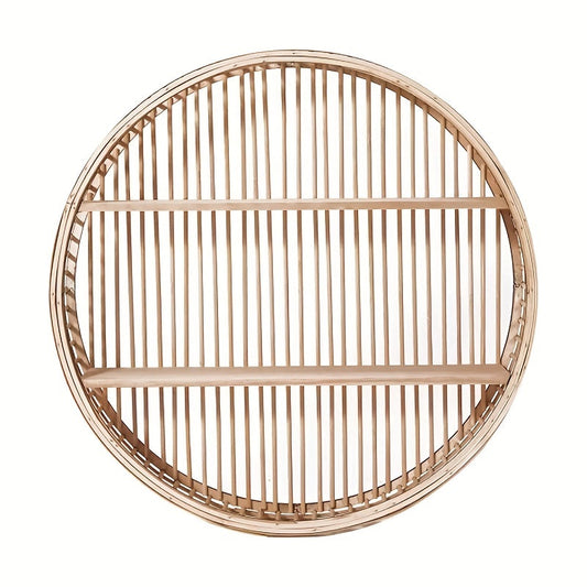 Round Bamboo Floating Wall Shelf