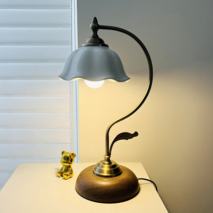 Vintage Goose Neck Brass Table Lamp
