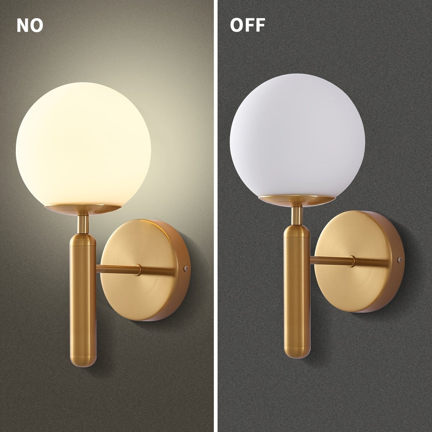 Frosted Glass Globe Wall Sconce, Metal