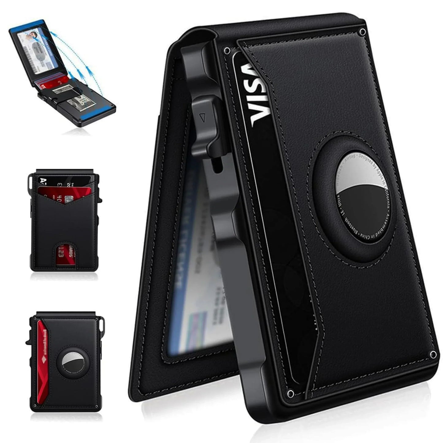 Slim Leather Wallet with AirTag Slot
