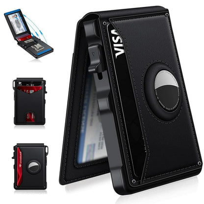 Slim Leather Wallet with AirTag Slot