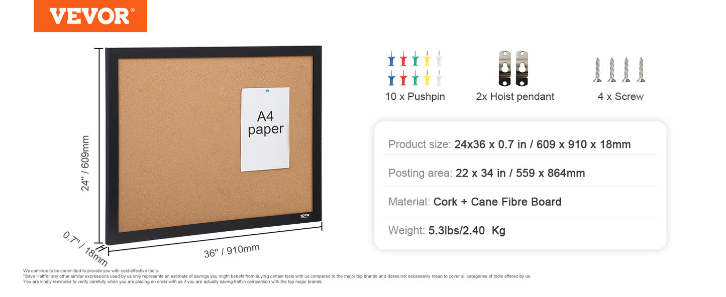 VEVOR MDF Cork Board with Sticker Frame
