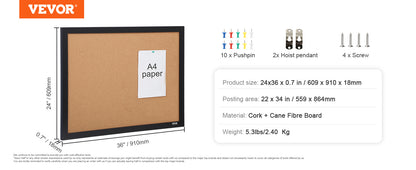 VEVOR MDF Cork Board with Sticker Frame