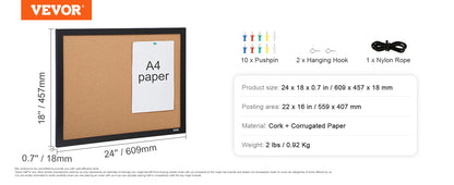 VEVOR MDF Cork Board with Sticker Frame