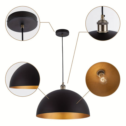 Industrial Black & Gold Dome Pendant