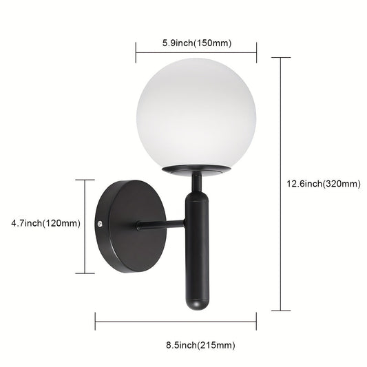 Frosted Glass Globe Wall Sconce, Metal