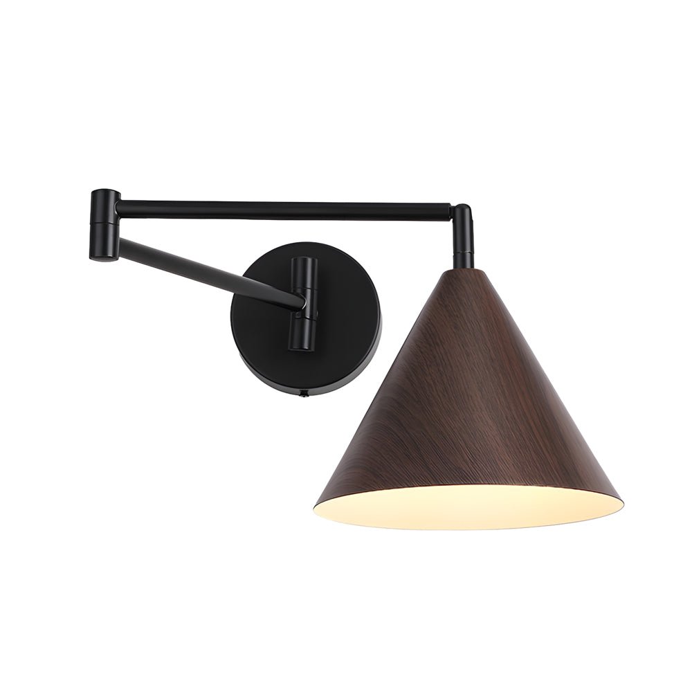 Cone Shaped Swing Arm Wall Sconces - 1 - Light Wood Wall Mount Light