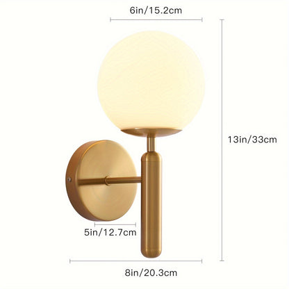 Frosted Glass Globe Wall Sconce, Metal