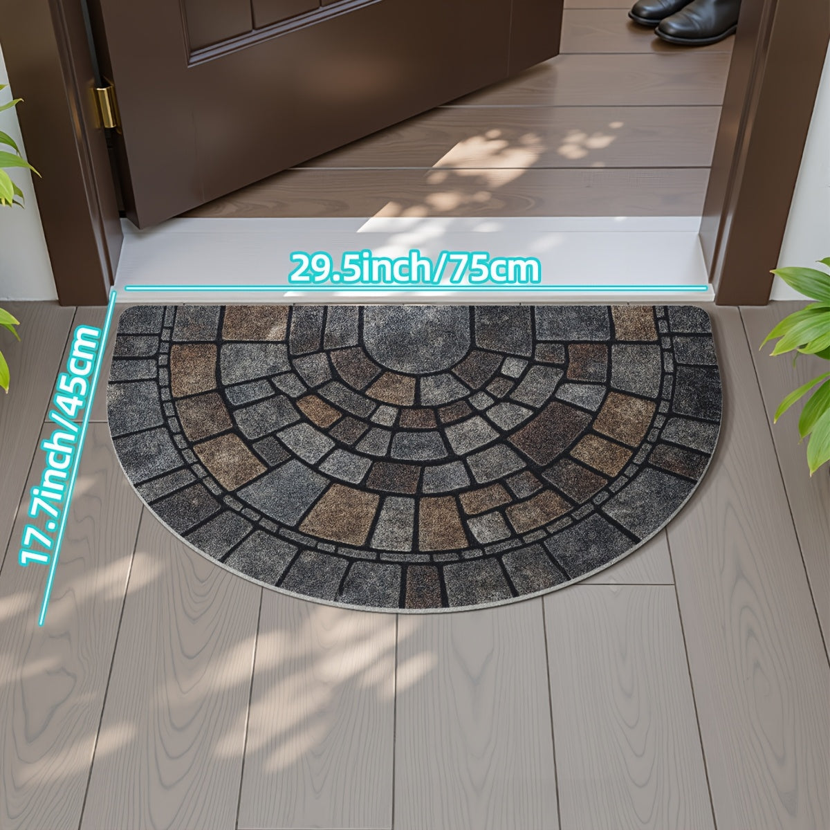 Cobblestone Mosaic Half-Circle Door Mat