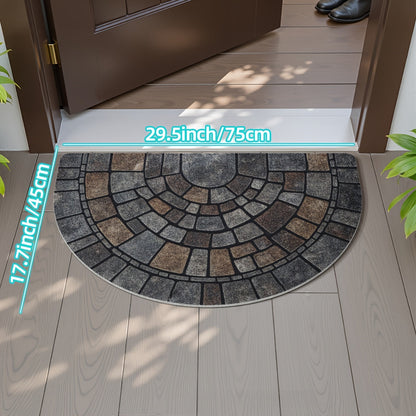 Cobblestone Mosaic Half-Circle Door Mat