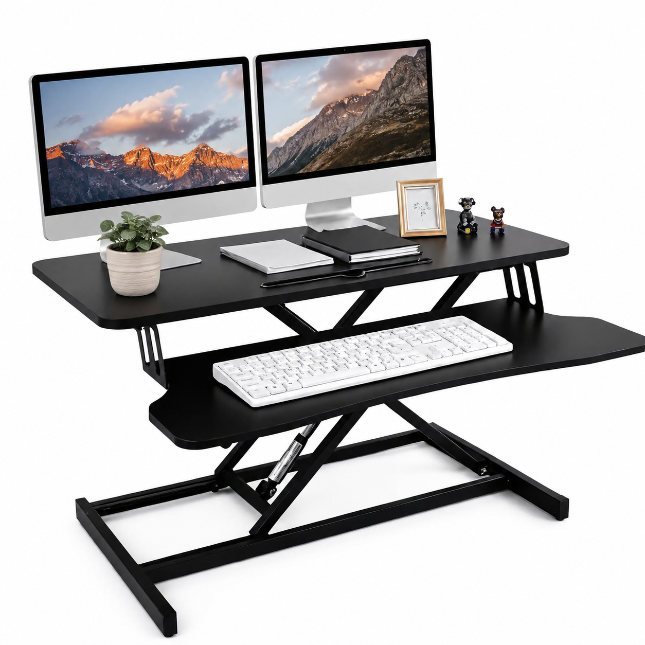 Pneumatic Standing Desk Converter with Keyboard Tray