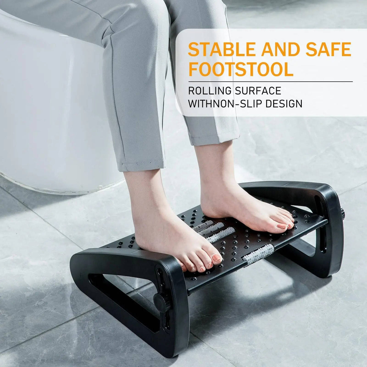 Adjustable Height Foot Rest with Rolling Massage