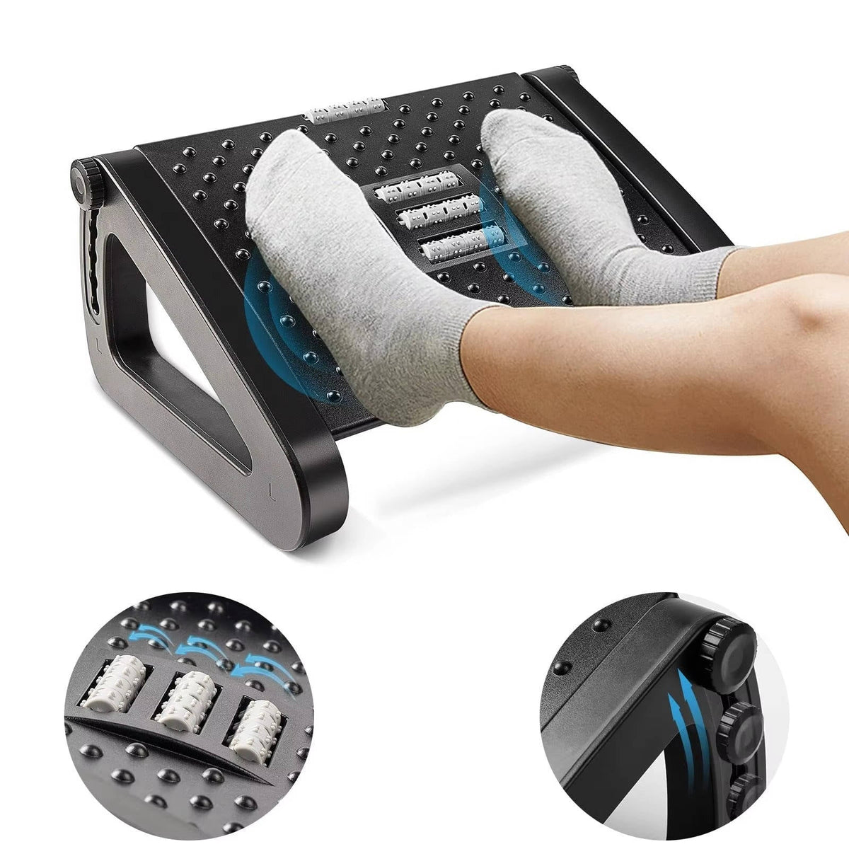Adjustable Height Foot Rest with Rolling Massage