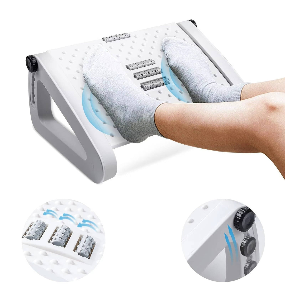 Adjustable Height Foot Rest with Rolling Massage