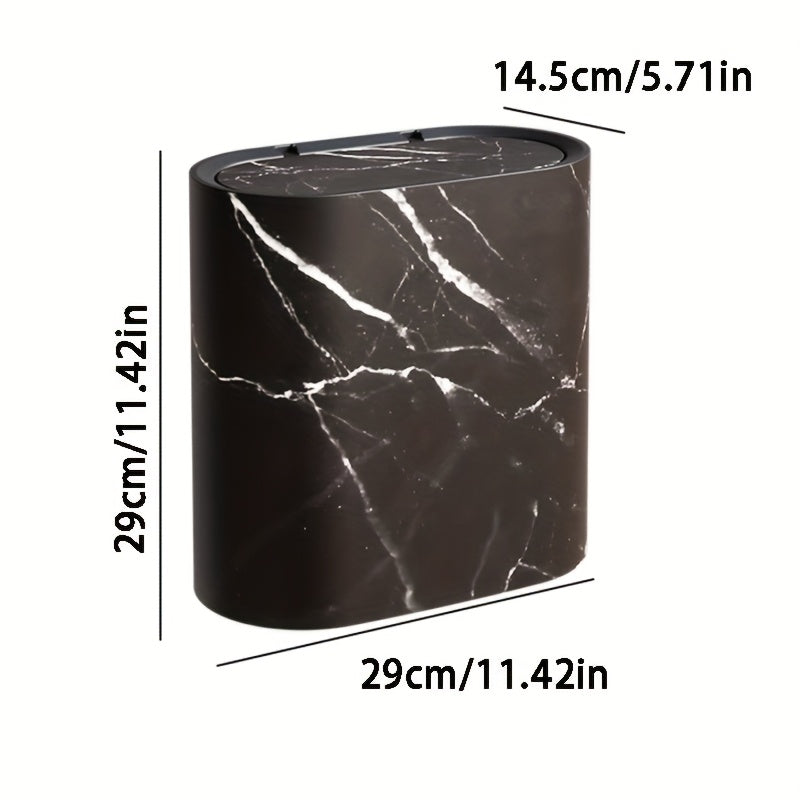 Marble-Finish Oval Bin with Lid