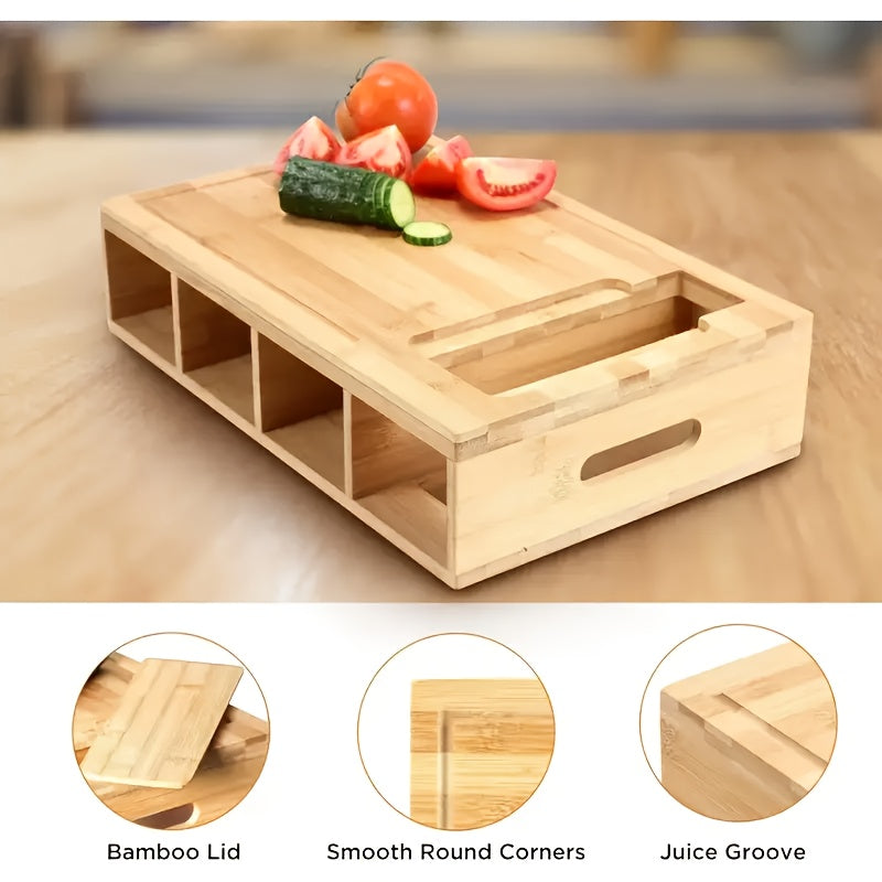 Bamboo Cutting Board with 4 Blades & Trays