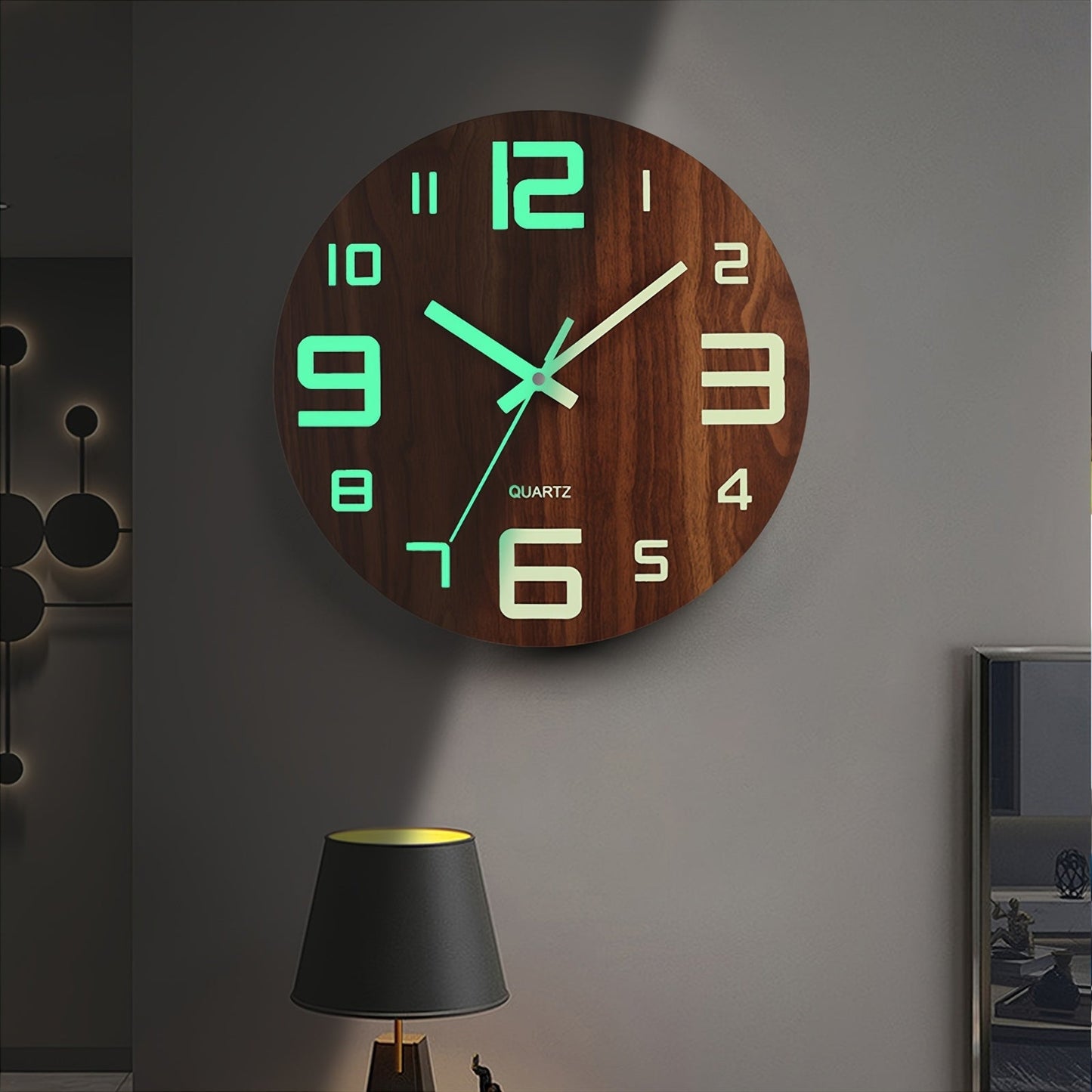 Walnut Glow-in-Dark Wall Clock