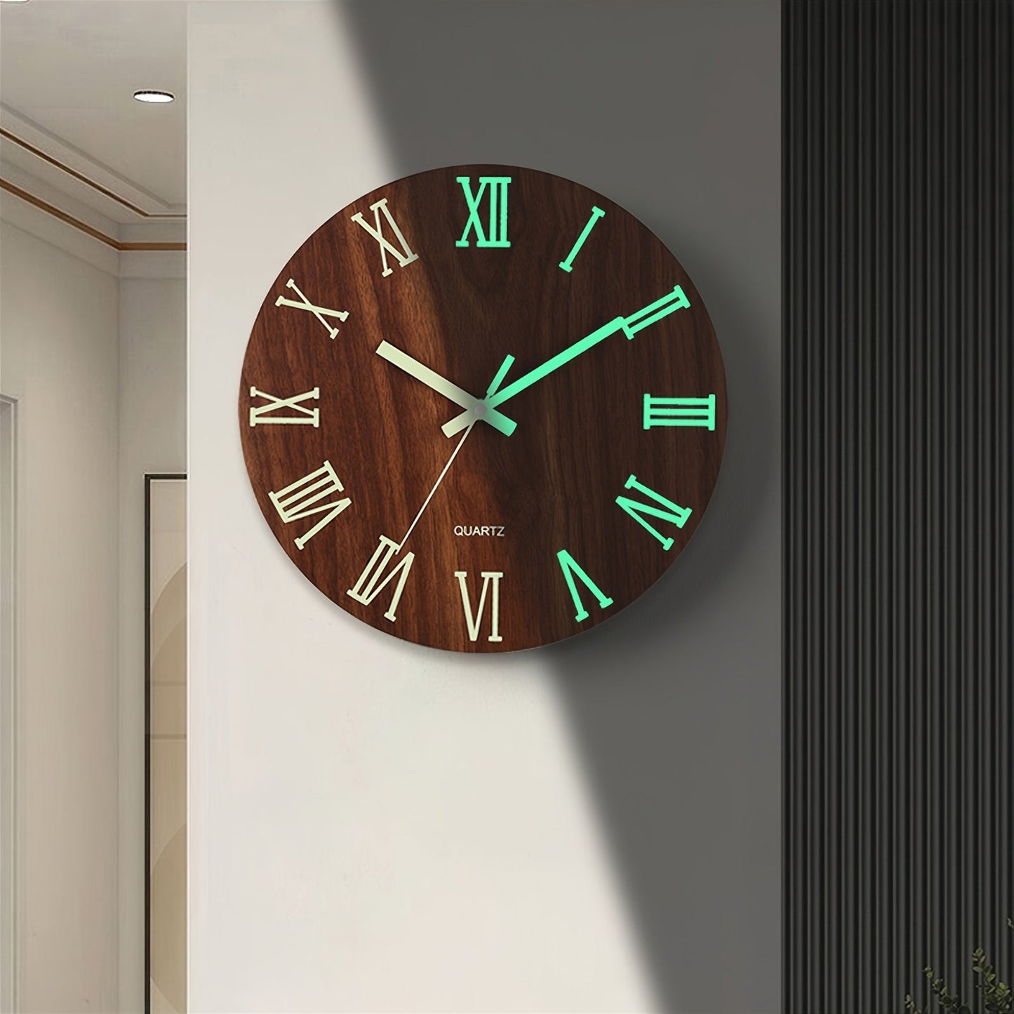 Walnut Glow-in-Dark Wall Clock