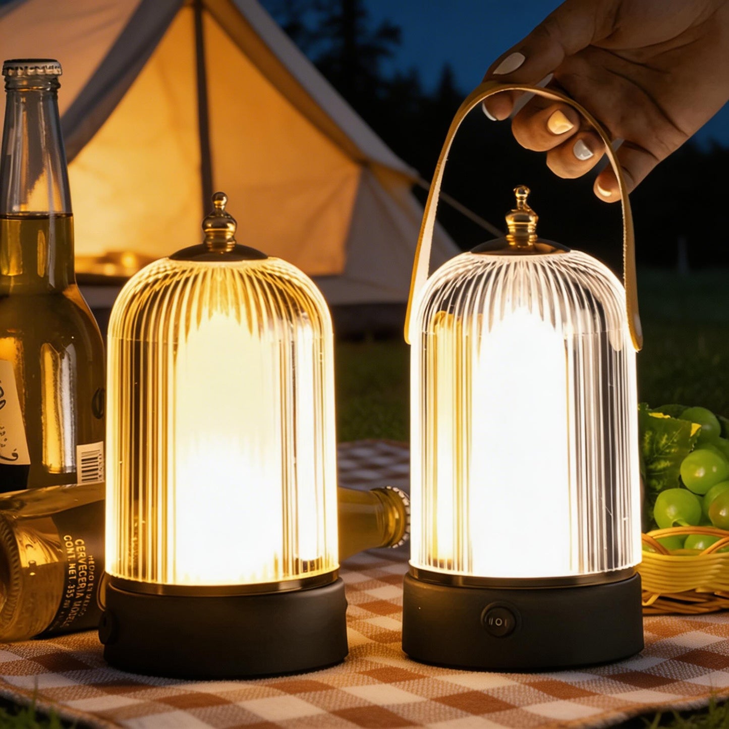 Modern Ribbed Glass Table Lamp