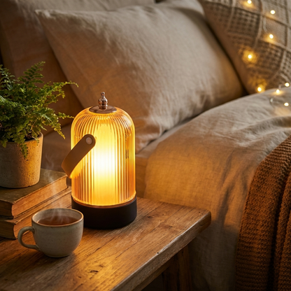Modern Ribbed Glass Table Lamp