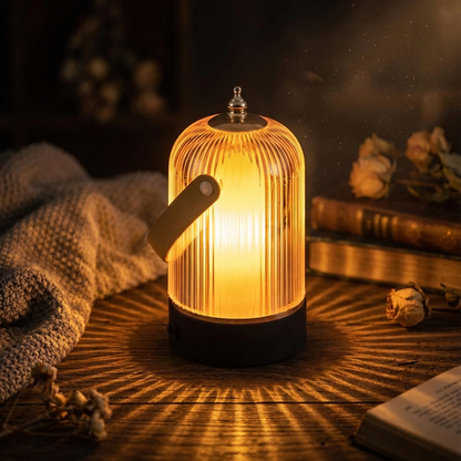 Modern Ribbed Glass Table Lamp