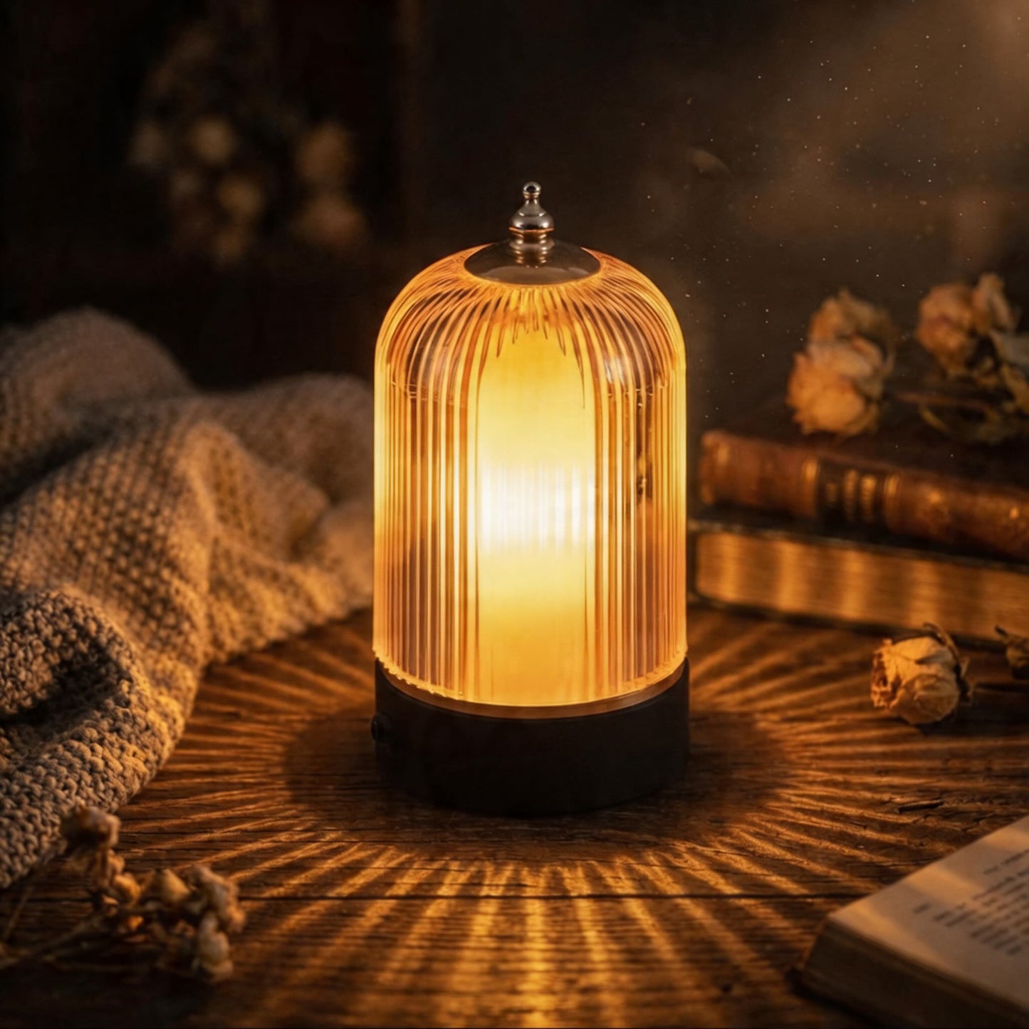 Modern Ribbed Glass Table Lamp