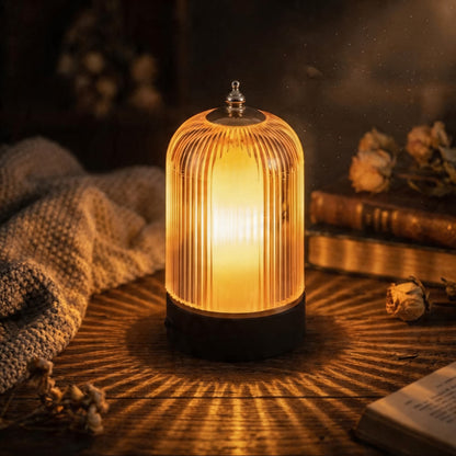 Modern Ribbed Glass Table Lamp