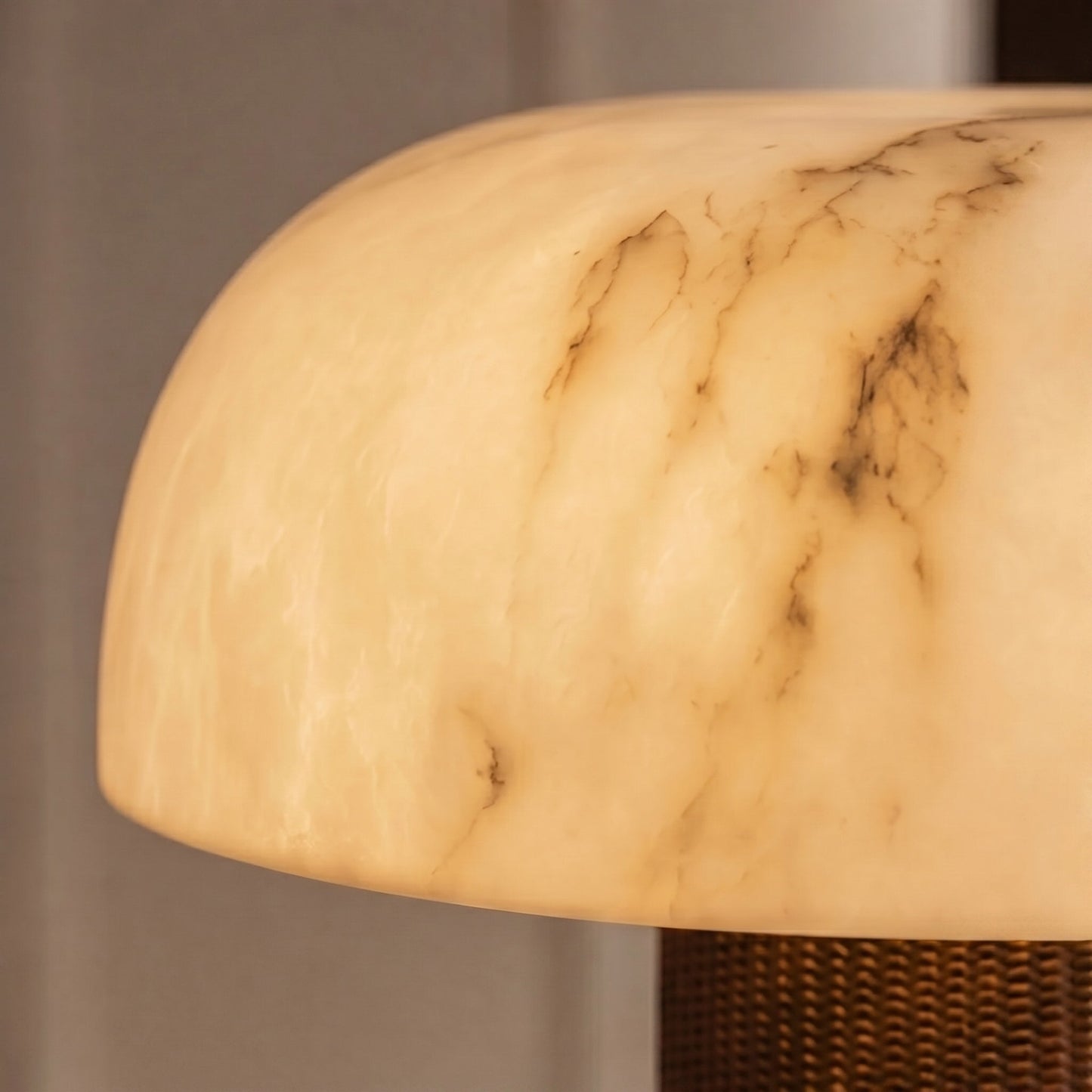 Modern Leather Base and Faux Alabaster Shade Table Lamp
