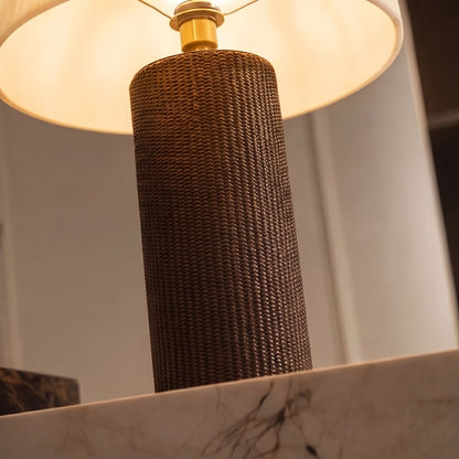 Modern Leather Base and Faux Alabaster Shade Table Lamp
