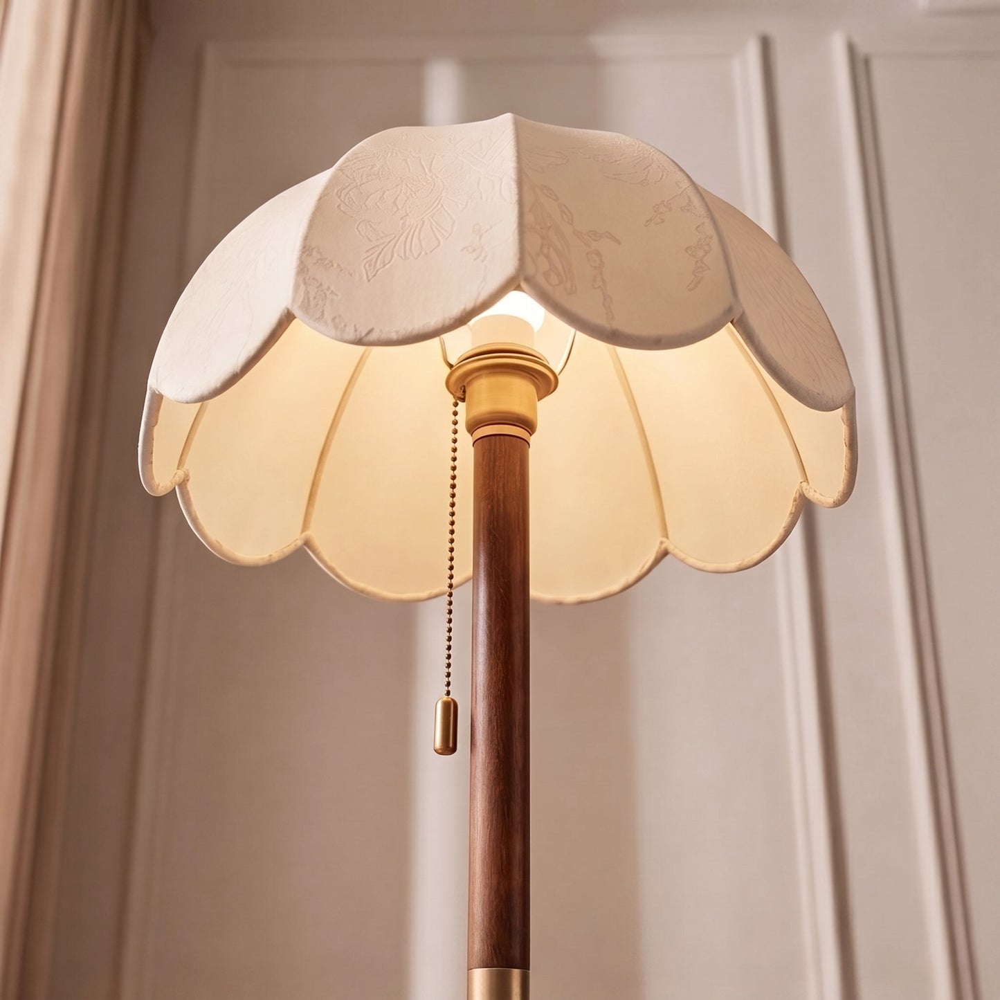 Modern Fabric Shade and Wooden Base Table Lamp