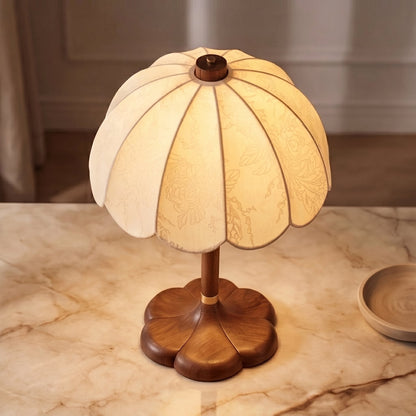 Modern Fabric Shade and Wooden Base Table Lamp