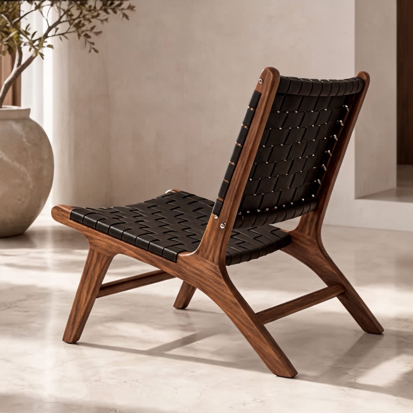 Sling Woven Leather Recliner Chair
