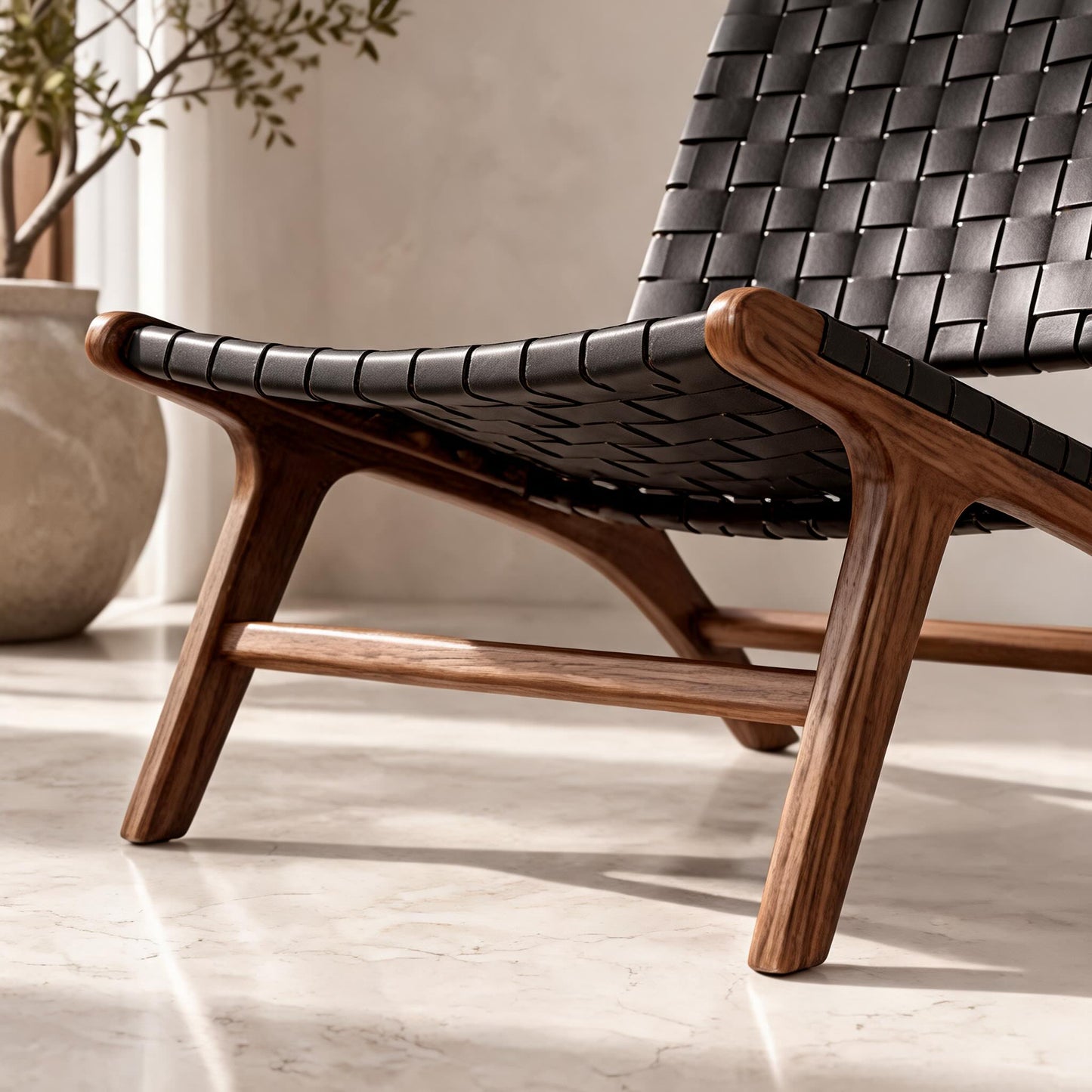 Sling Woven Leather Recliner Chair