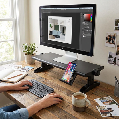 Adjustable Multi-Layer Monitor Riser Stand lifestyle