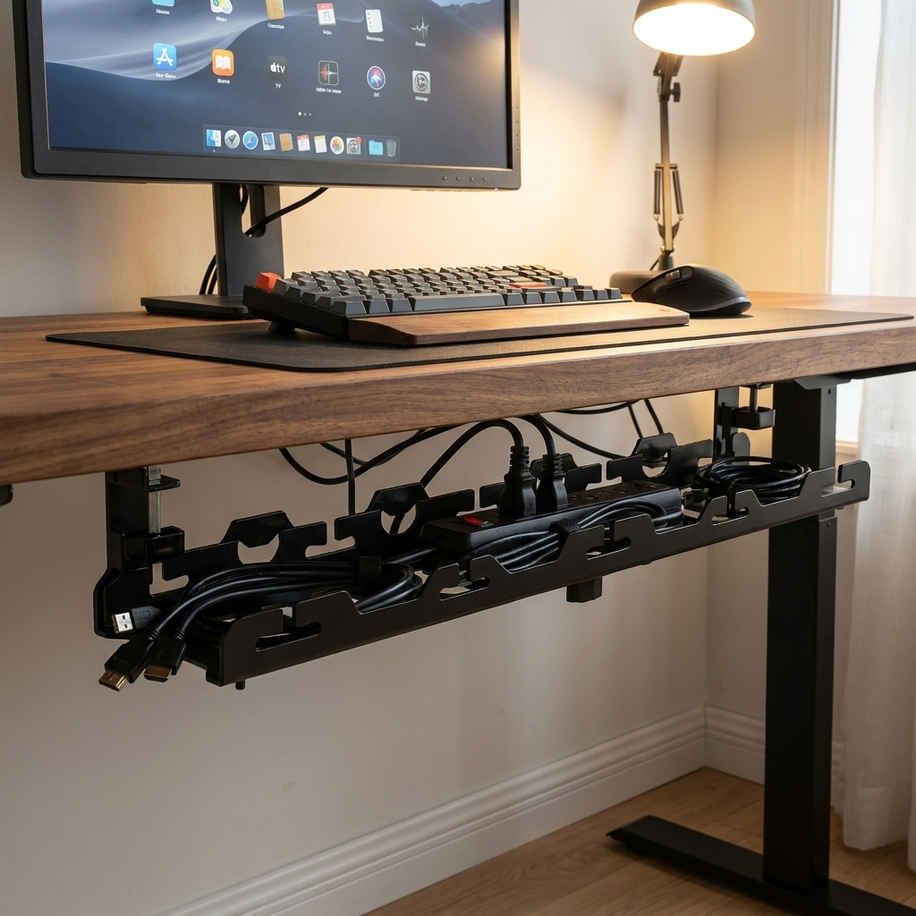 Telescopic Desk Cable Management Tray lifestyle
