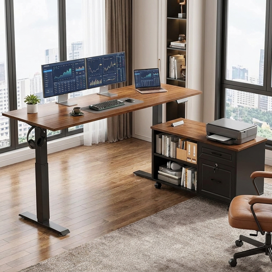 Summit Executive Lift L-Desk lifestyle