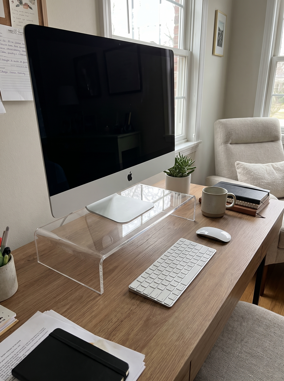 Clear Acrylic Monitor Riser Stand - See Your Screen, Not Your Neck