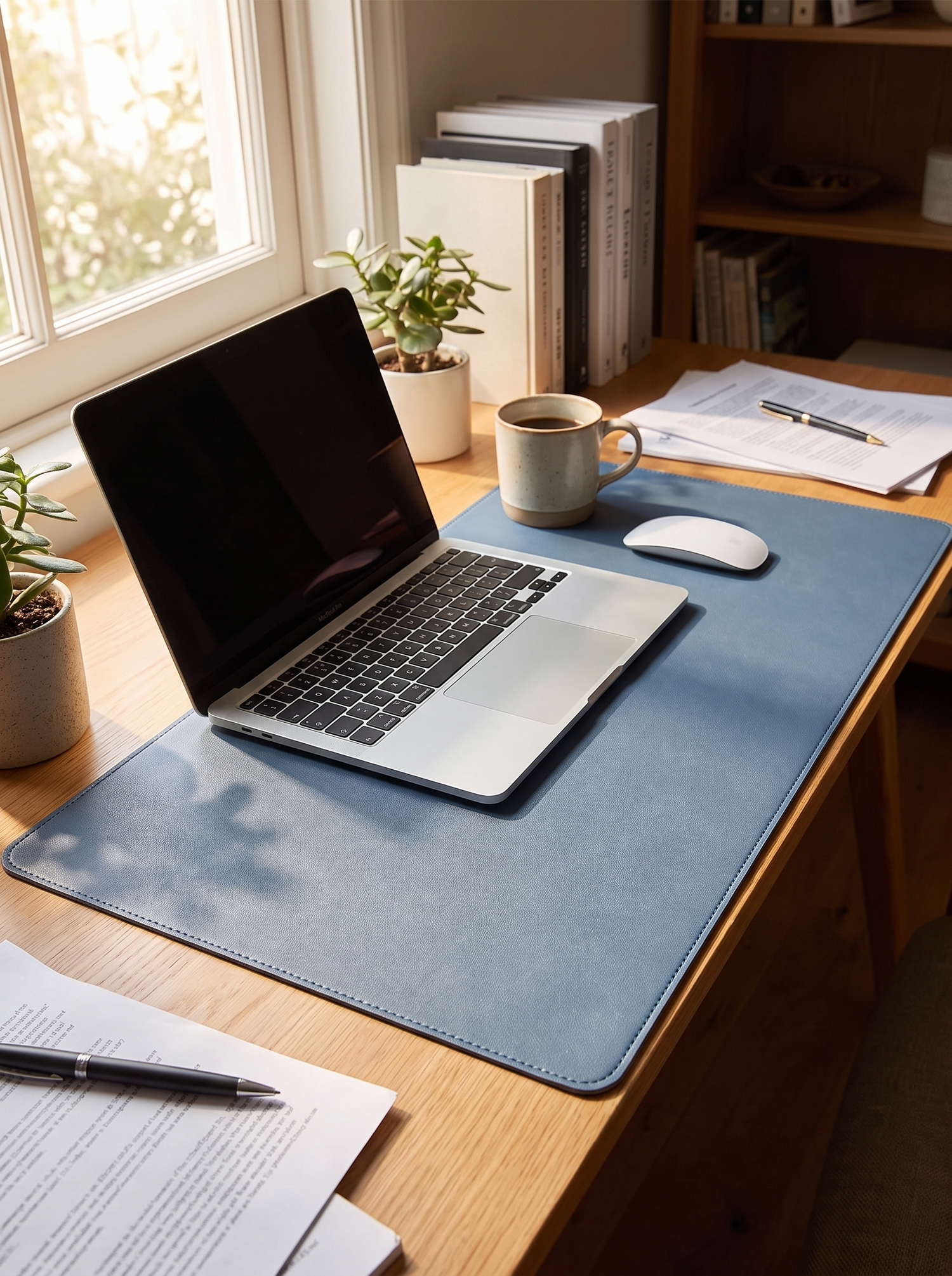 PU Leather Desk Mat with Wrist Support - A Full Desk of Support