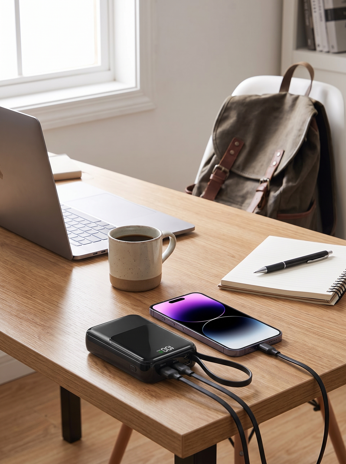 Large Capacity Power Bank with Built-In Cable - slot 1