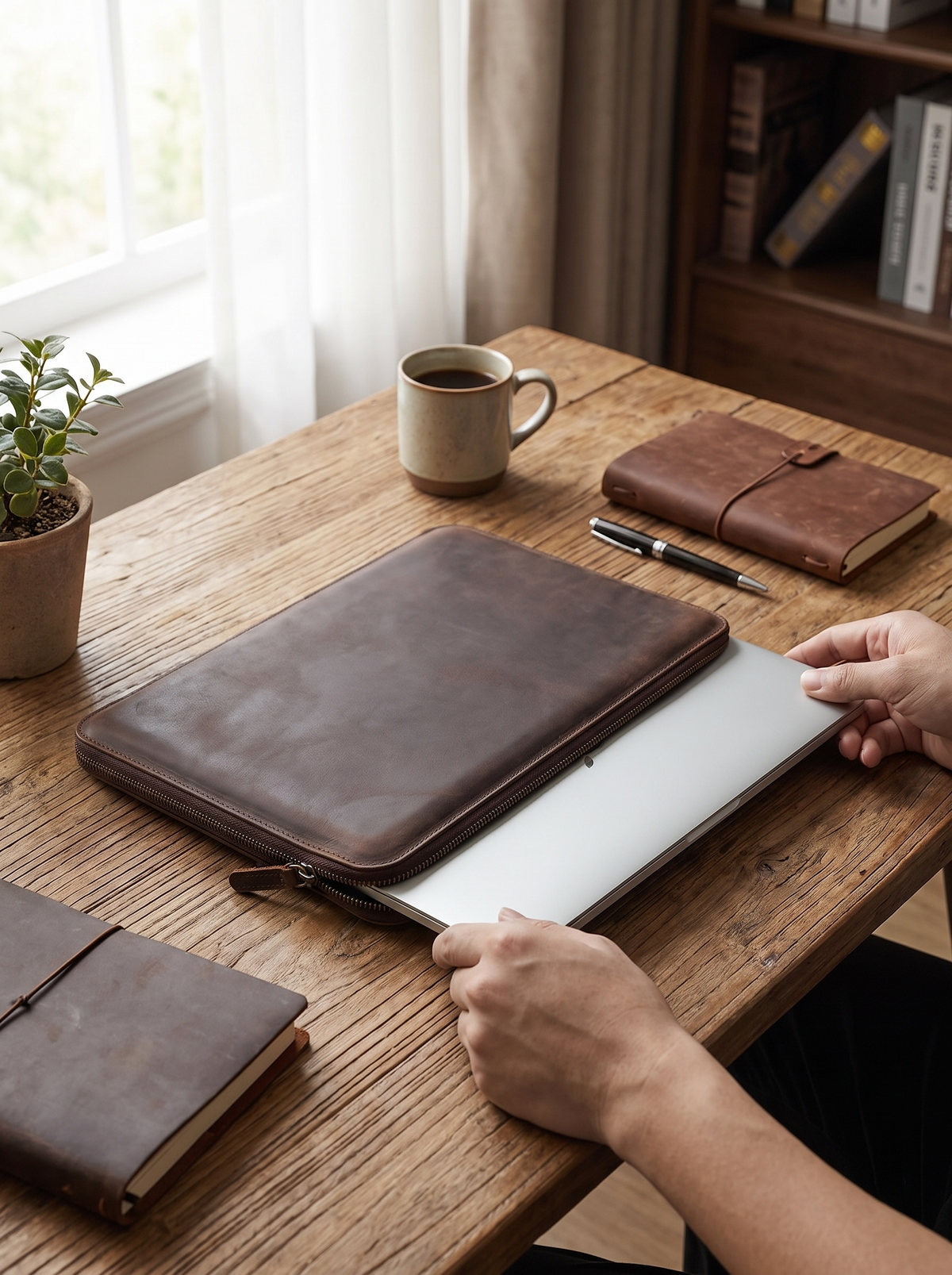 Luxury Genuine Leather Laptop Sleeve - slot 1