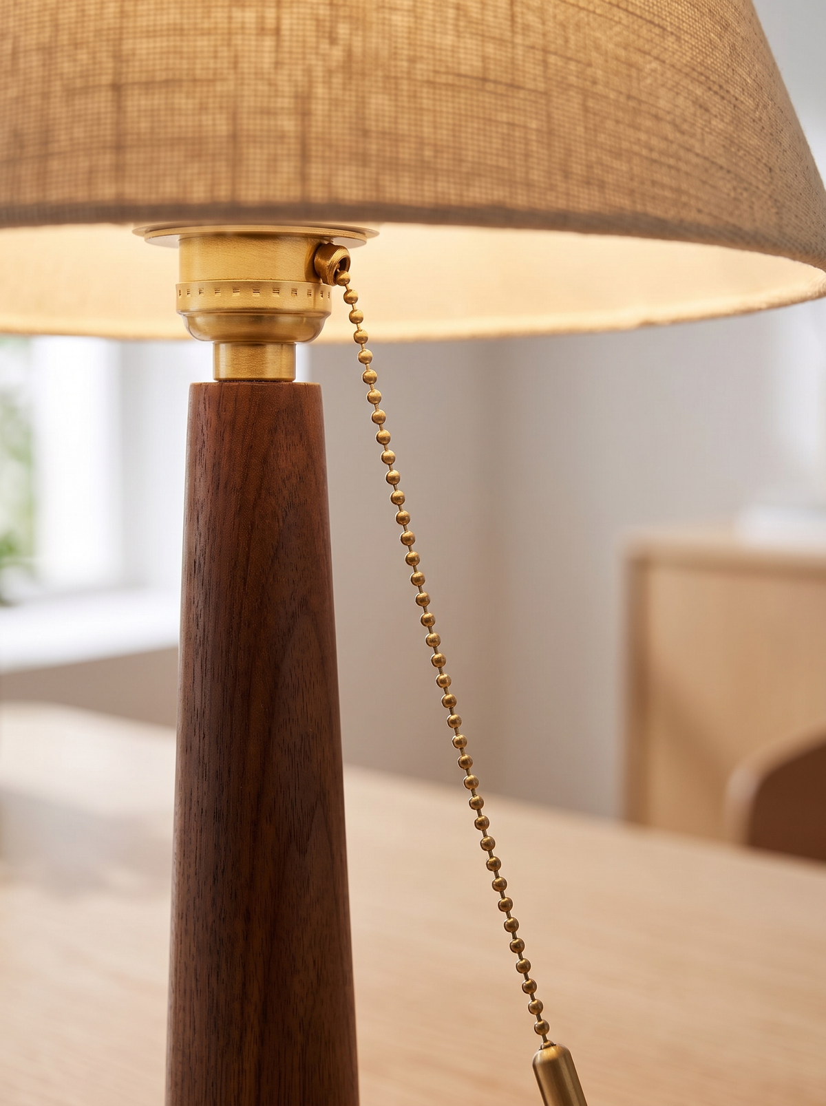 Modern Fabric Shade and Wooden Base Table Lamp lifestyle image 3
