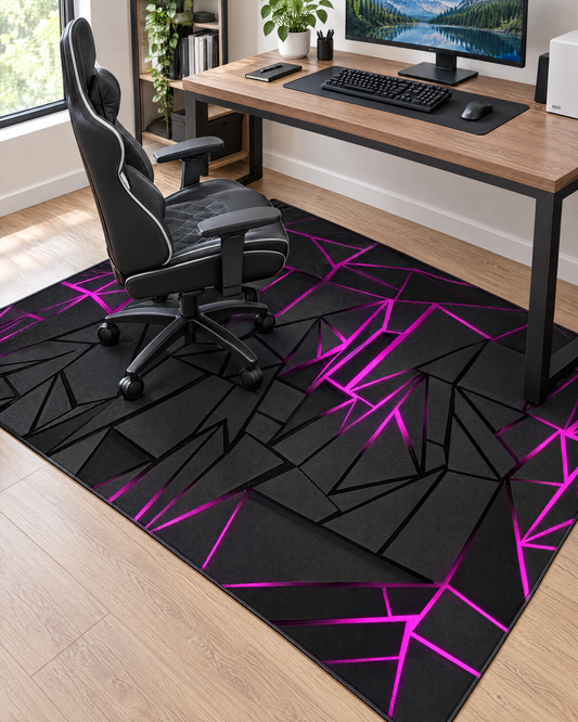 Washable soundproof gaming chair floor mat under an office chair in a home office