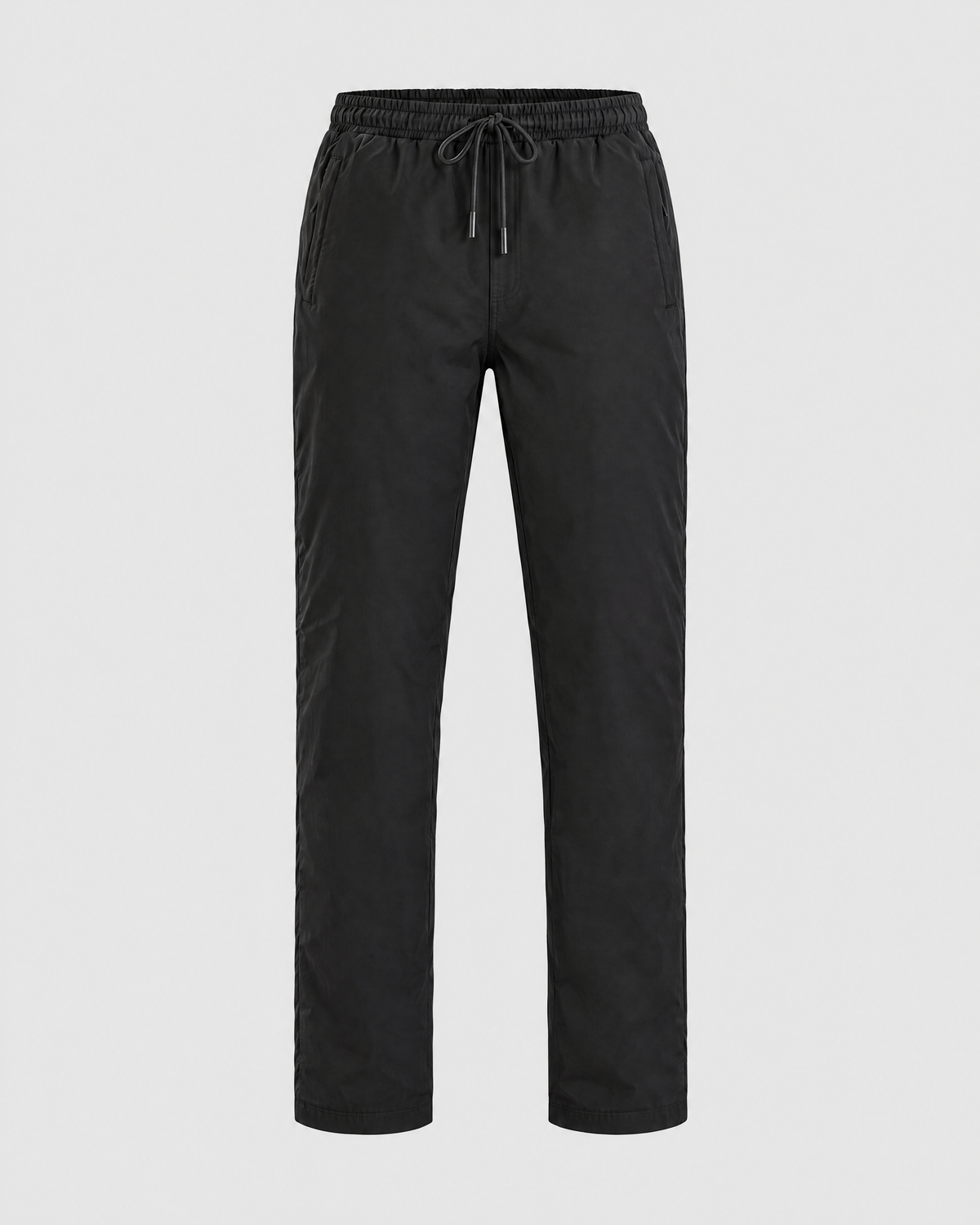 Black USB heated pants, front view