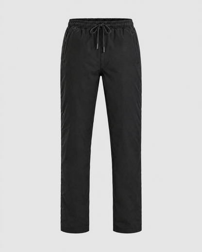 Black USB heated pants, front view