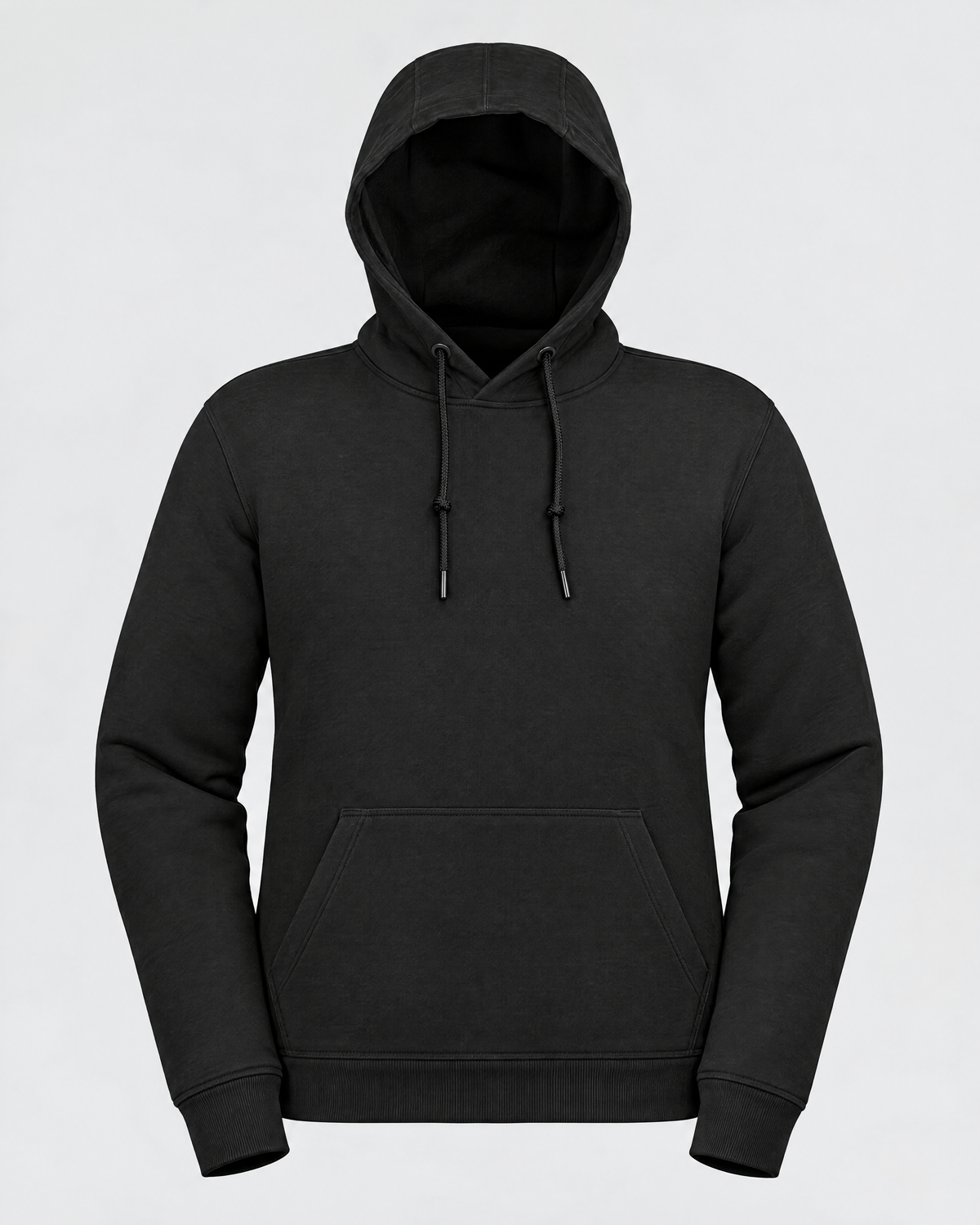 Black USB heated hoodie, front view