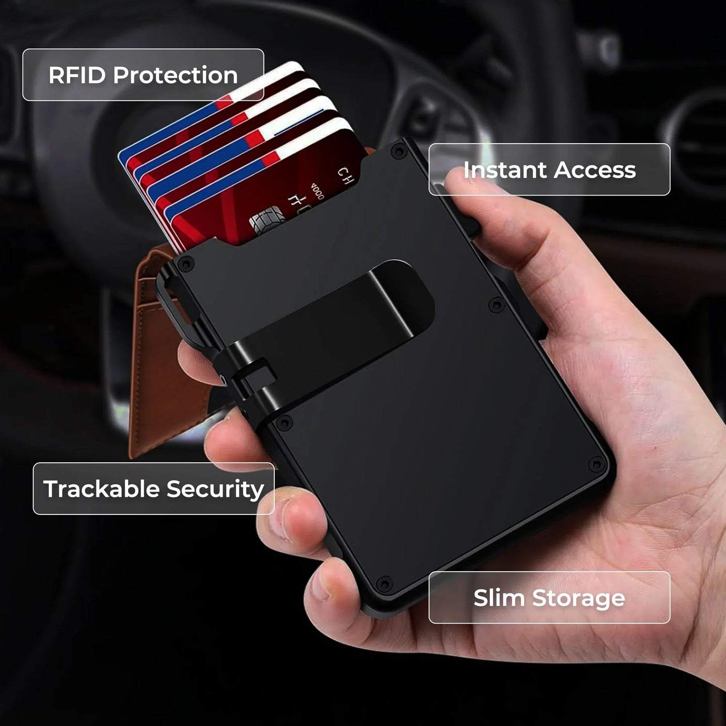 Slim Leather Wallet with AirTag Slot
