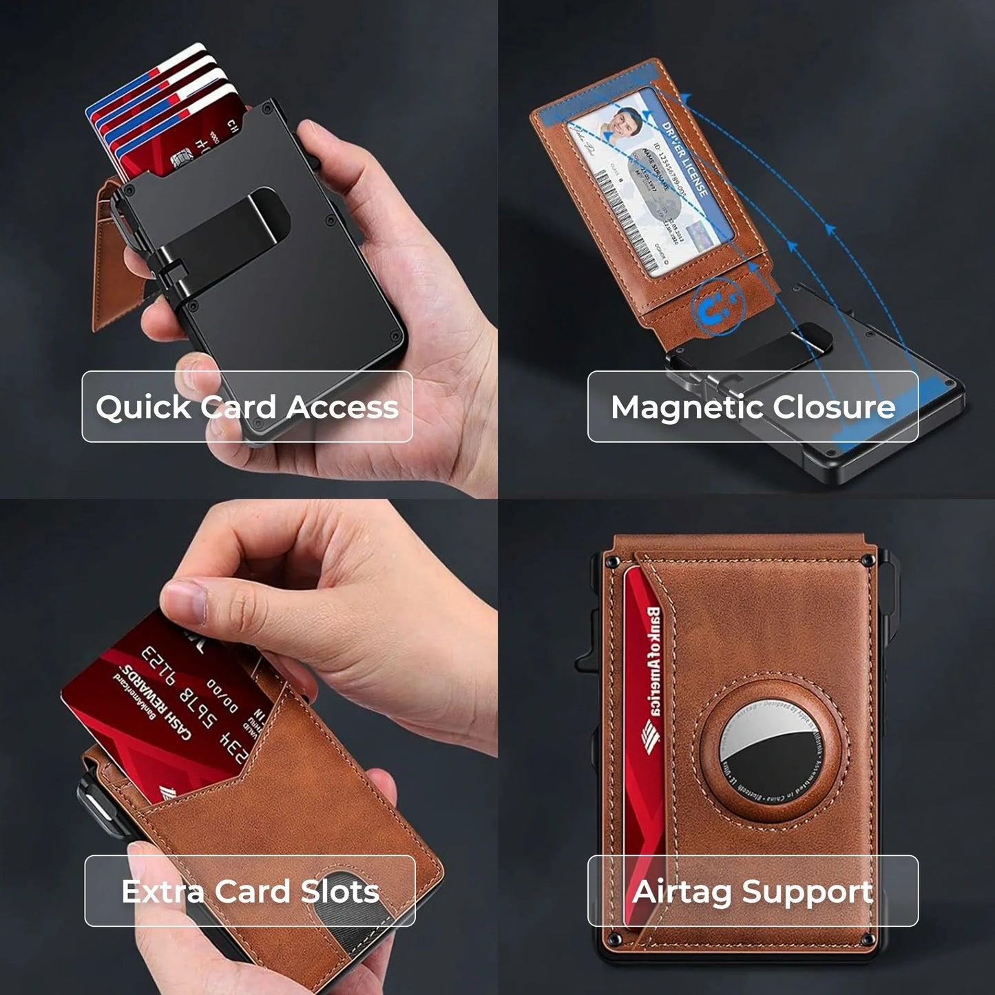 Slim Leather Wallet with AirTag Slot