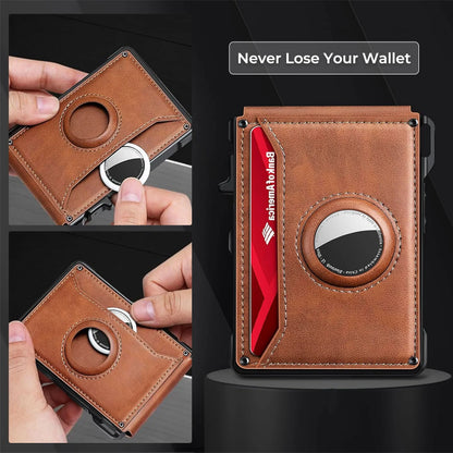 Slim Leather Wallet with AirTag Slot