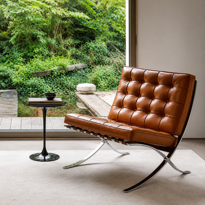 Barcelona-Style Leather Lounge Chair