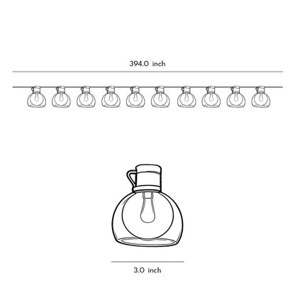 LED globe string lights product image on a white background, showcasing bulb spacing and clear globe design.